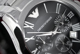 Emporio Armani Valente Chronograph Black Dial Silver Stainless Steel Watch For Men - AR0673 Authentic Buy Shop Now