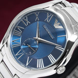 Emporio Armani Valente Quartz Blue Dial Silver Steel Strap Watch For Men - AR11085 Authentic Buy Shop Now