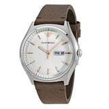 Emporio Armani Dress Quartz White Dial Brown Leather Strap Watch For Men - AR1999 Authentic Buy Shop Now