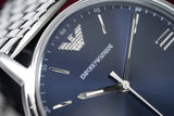 Emporio Armani Kappa Quartz Blue Dial Silver Steel Strap Watch For Men - AR80010 Authentic Buy Shop Now