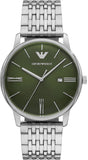 Emporio Armani Minimalist Green Dial Silver Steel Strap Watch for Men - AR11644 Authentic Buy Shop Now
