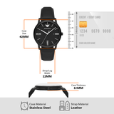 Emporio Armani Minimalist Analog Black Dial Black Leather Strap Watch For Men - AR11573 Authentic Buy Shop Now