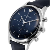 Emporio Armani Lambda Chronograph Blue Dial Blue Leather Strap Watch For Men - AR11018 Authentic Buy Shop Now