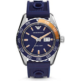 Emporio Armani Sportivo Chronograph Quartz Blue Dial Blue Rubber Strap Watch For Men - AR6045 Authentic Buy Shop Now