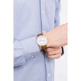 Emporio Armani Renato Quartz Silver Dial Brown Leather Strap Watch For Men - AR11185 Authentic Buy Shop Now