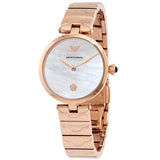 Emporio Armani Arianna White Mother of Pearl Dial Rose Gold Steel Strap Watch For Women - AR11236 Authentic Buy Shop Now