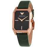 Emporio Armani Gioia Analog Black Mother of Pearl Dial Green Leather Strap Watch For Women - AR11149 Authentic Buy Shop Now