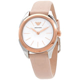 Emporio Armani Valeria Quartz White Dial Beige Leather Strap Watch For Women - AR11031 Authentic Buy Shop Now