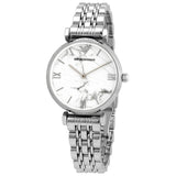 Emporio Armani Gianni T Bar White Marble Dial Silver Steel Strap Watch For Women - AR11170 Authentic Buy Shop Now
