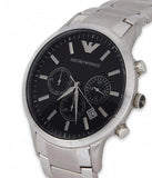 Emporio Armani Classic Chronograph Black Dial Silver Steel Strap Watch For Men - AR2434 Authentic Buy Shop Now