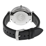 Emporio Armani Retro Analog Quartz Silver Dial Black Leather Strap Watch For Men - AR1674 Authentic Buy Shop Now