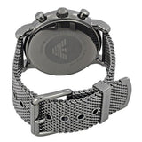 Emporio Armani Chronograph Blue Dial Gun Metallic Mesh Bracelet Watch For Men - AR1979 Authentic Buy Shop Now