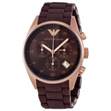 Emporio Armani Sportivo Chronograph Brown Dial Brown Silicone Strap Watch For Men - AR5891 Authentic Buy Shop Now