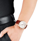 Emporio Armani Sportivo Chronograph White Dial Brown Leather Strap Watch For Men - AR5996 Authentic Buy Shop Now