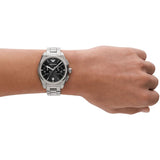Emporio Armani Federico Chronograph Black Dial Silver Steel Strap Watch For Men - AR11560 Authentic Buy Shop Now