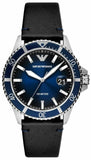 Emporio Armani Diver Three-Hand Quartz Blue Dial Blue Leather Strap Watch For Men - AR11516 Authentic Buy Shop Now