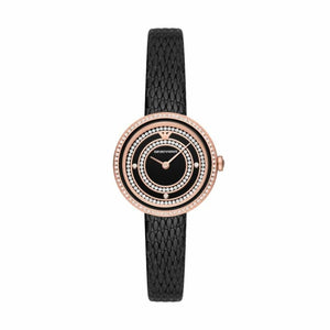 Emporio Armani Rosa Two Hand Black Dial Black Leather Strap Watch For Women - AR11493 Authentic Buy Shop Now