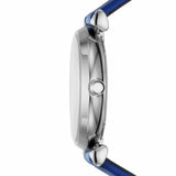Emporio Armani Gianni T Bar Quartz Crystals Silver Dial Blue Leather Strap Watch For Women - AR11344 Authentic Buy Shop Now