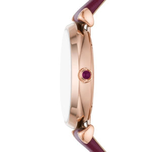 Emporio Armani Gianni T Bar Crystals Maroon Dial Maroon Leather Strap Watch for Women - AR11487 Authentic Buy Shop Now