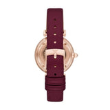 Emporio Armani Gianni T Bar Crystals Maroon Dial Maroon Leather Strap Watch for Women - AR11487 Authentic Buy Shop Now