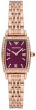 Emporio Armani Two Hand Diamonds Burgundy Dial Rose Gold Steel Strap Watch For Women - AR11488 Authentic Buy Shop Now