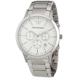 Emporio Armani Renato Chronograph Cream Dial Silver Steel Strap Watch For Men - AR2458 Authentic Buy Shop Now