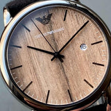 Emporio Armani Luigi Analog Brown Dial Black Leather Strap Watch For Men - AR11156 Authentic Buy Shop Now