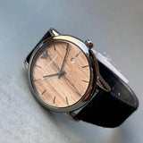 Emporio Armani Luigi Analog Brown Dial Black Leather Strap Watch For Men - AR11156 Authentic Buy Shop Now