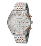 Emporio Armani Zeta Chronograph Quartz White Dial Two Tone Steel Strap Watch For Men - AR1998 Authentic Buy Shop Now