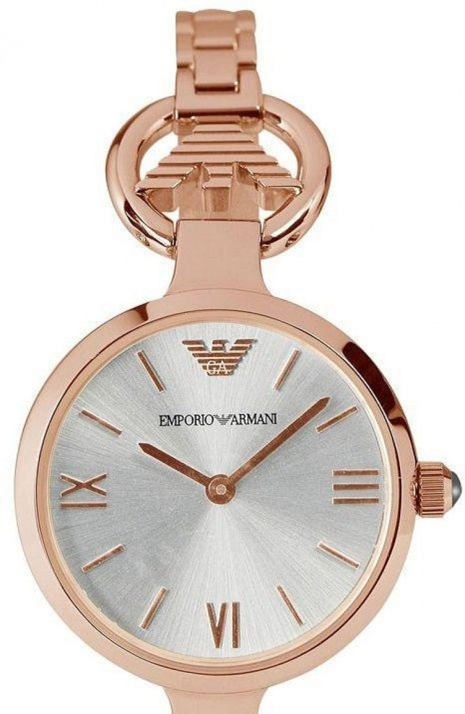 Emporio Armani Retro Quartz Silver Dial Rose Gold Steel Strap Watch For Women - AR1776 Authentic Buy Shop Now