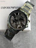 Emporio Armani Renato Chronograph Quartz Grey Dial Green Steel Strap Watch For Men - AR11117 Authentic Buy Shop Now