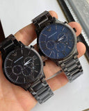 Emporio Armani Giovanni Chronograph Blue Dial Grey Steel Strap Watch For Men - AR11348 Authentic Buy Shop Now