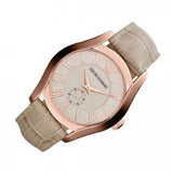 Emporio Armani Valente Analog Beige Dial Beige Leather Strap Watch For Men - AR1667 Authentic Buy Shop Now