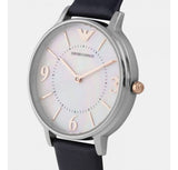 Emporio Armani Kappa White Mother of Pearl Dial Black Leather Strap Watch For Women - AR2509 Authentic Buy Shop Now