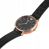 Emporio Armani Kappa Quartz Black Dial Black Leather Strap Watch For Women - AR11064 Authentic Buy Shop Now