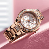 Guess Viva Diamonds White Dial Rose Gold Steel Strap Watch for Women - W0111L3 Authentic Buy Shop Now