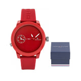 Tommy Hilfiger Denim Quartz Red Dial Red Rubber Strap Watch for Men - 1791323 Authentic Buy Shop Now