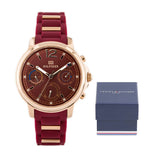 Tommy Hilfiger Claudia Red Dial Two Tone Steel Strap Watch for Women - 1781744 Authentic Buy Shop Now