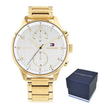 Tommy Hilfiger Chase Quartz White Dial Gold Steel Strap Watch for Men - 1791576 Authentic Buy Shop Now