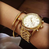 Michael Kors Lexington Chronograph Gold Dial Gold Steel Strap Watch for Women - MK5556 Authentic Buy Shop Now