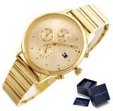 Tommy Hilfiger Blake White Dial Gold Steel Strap Watch for Women - 1781905 Authentic Buy Shop Now