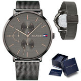 Tommy Hilfiger Jenna Multifunction Grey Dial Grey Mesh Bracelet Watch For Women - 1781945 Authentic Buy Shop Now