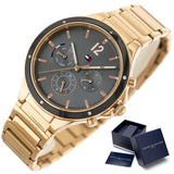 Tommy Hilfiger Eve Chronograph Quartz Grey Dial Rose Gold Steel Strap Watch For Women - 1782277 Authentic Buy Shop Now