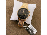 Hugo Boss Navigator Black Dial Gold Steel Strap Watch for Men - 1513531 Authentic Buy Shop Now