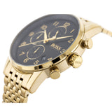 Hugo Boss Navigator Black Dial Gold Steel Strap Watch for Men - 1513531 Authentic Buy Shop Now