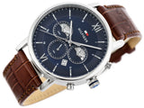 Tommy Hilfiger Evan Chronograph Blue Dial Brown Leather Strap Watch for Men - 1710393 Authentic Buy Shop Now