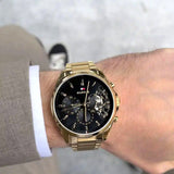 Tommy Hilfiger Baker Chronograph Black Dial Gold Steel Strap Watch for Men - 1710447 Authentic Buy Shop Now
