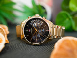 Tommy Hilfiger Baker Chronograph Black Dial Gold Steel Strap Watch for Men - 1710447 Authentic Buy Shop Now