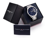 Tommy Hilfiger Baker Quartz Blue Dial Silver Steel Strap Watch For Men - 1710448 Authentic Buy Shop Now