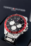 Tommy Hilfiger Luke Chronograph Black Dial Silver Steel Strap Watch for Men - 1791122 Authentic Buy Shop Now